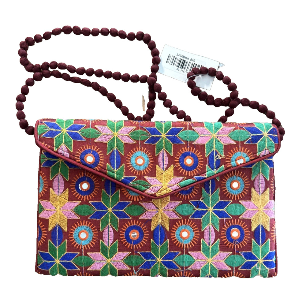 RAJ L.A - Embroidered MULTI COLOR FABRIC HANDBAG Clutch Crossbody